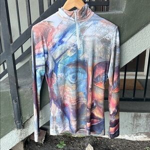 NWT Le Galeriste Christina Walsh Wearable Art Long Sleeve Shirt Athletic Sz SM